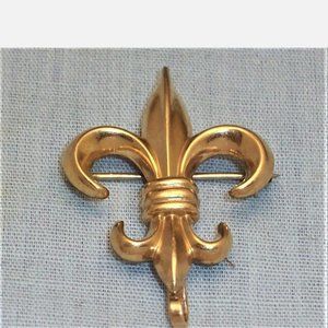 Carl Art CA Arrow Mark 12K Gold Filled Fleur De Lis Pendant Enhancer Brooch Pin